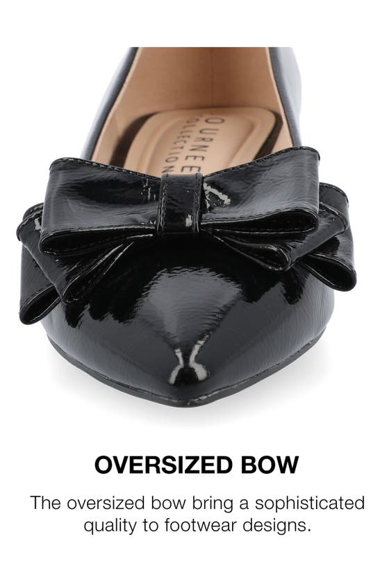 Journee Collection Ophelia Bow Pointed Toe Flat In Patent/ Black