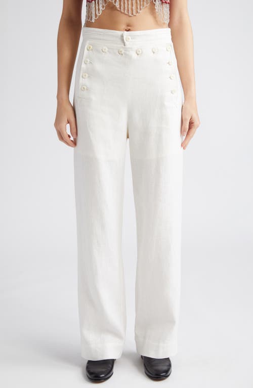 Shop Bode Linen Sailor Trousers In White