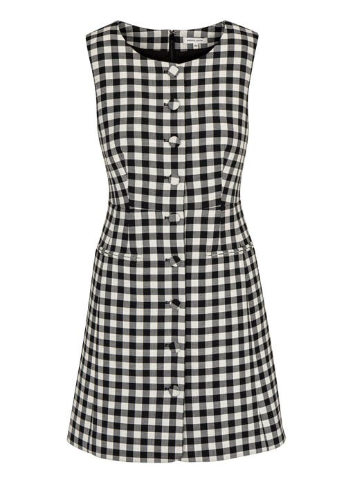 REBECCA TAYLOR REBECCA TAYLOR PHILLIPA CHECK BUTTON FRONT MINI DRESS
