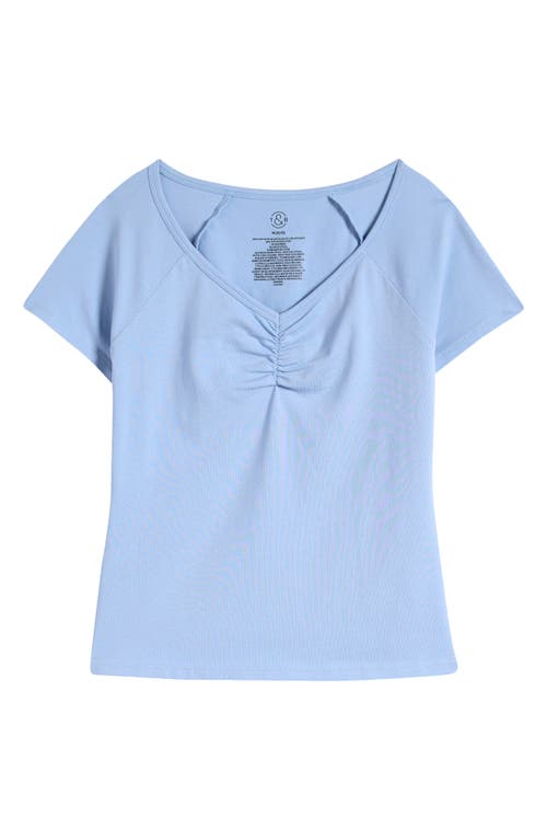 Shop Treasure & Bond Kids' Ruched Cotton T-shirt In Blue Worn