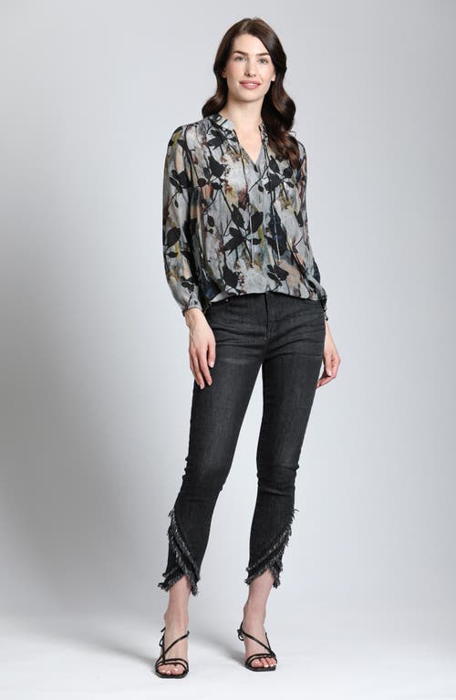 Shop Apny Printed Crossover Long Sleeve Top In Grey Multi