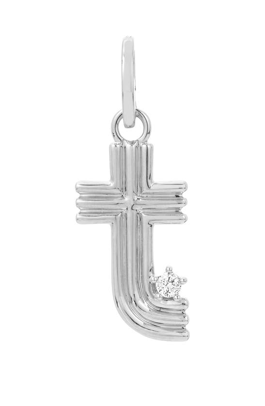 Shop Adina Reyter Groovy Letter Charm Pendant In Silver - T