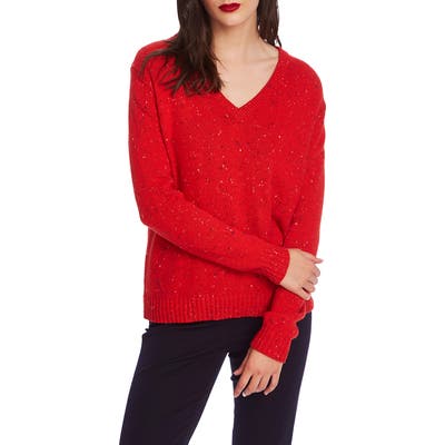 Court & Rowe Nep Flecked V-Neck Sweater, Red