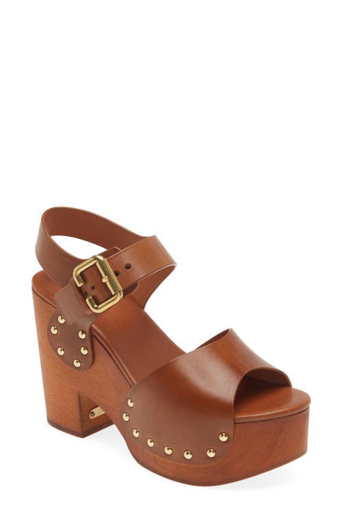 Chloé Jeannette Leather Clog Platform Sandals In Ginger Brown