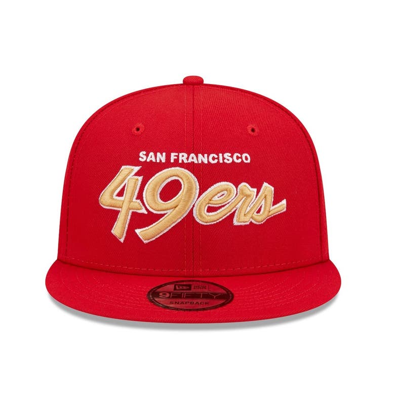 New Era Scarlet San Francisco 49ers Script 9fifty Snapback Hat In Red