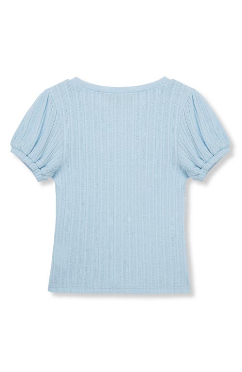 Shop Habitual Kids Kids' Pointelle Puff Sleeve Top In Light Blue