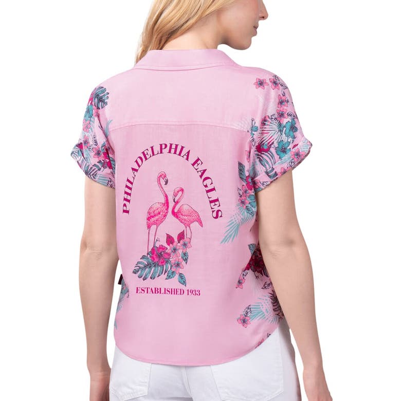 Shop Margaritaville Pink Philadelphia Eagles Stadium Tie-front Button-up Shirt