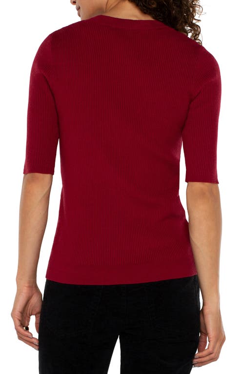 Shop Liverpool Elbow Sleeve Rib Sweater In Ruby Red