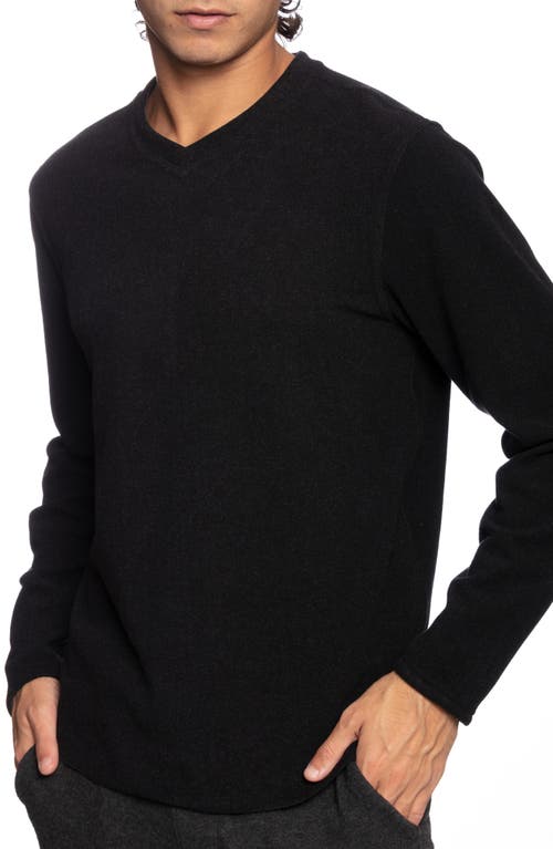 Fundamental Coast Andy V-Neck Fleece Sweatshirt in Phantom Black