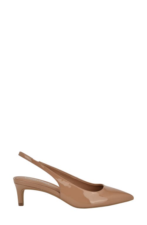 Shop Calvin Klein Dainty Kitten Heel Pointed Toe Slingback Pump In Natural