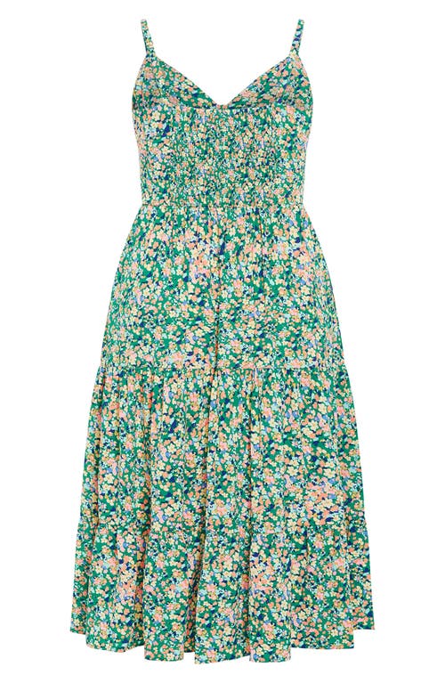 Shop City Chic Ditsy Floral Midi Sundress In Green Fields