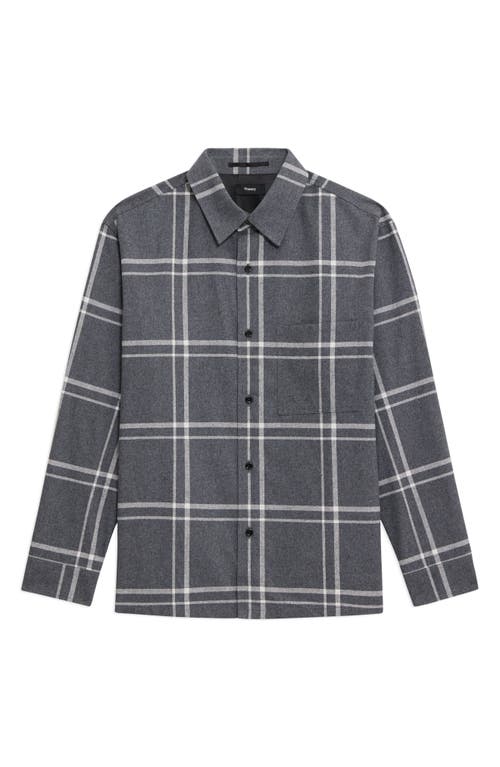 Theory Clyfford Oversize Button-up Shirt Jacket In Medium Grey Melange - Bv6