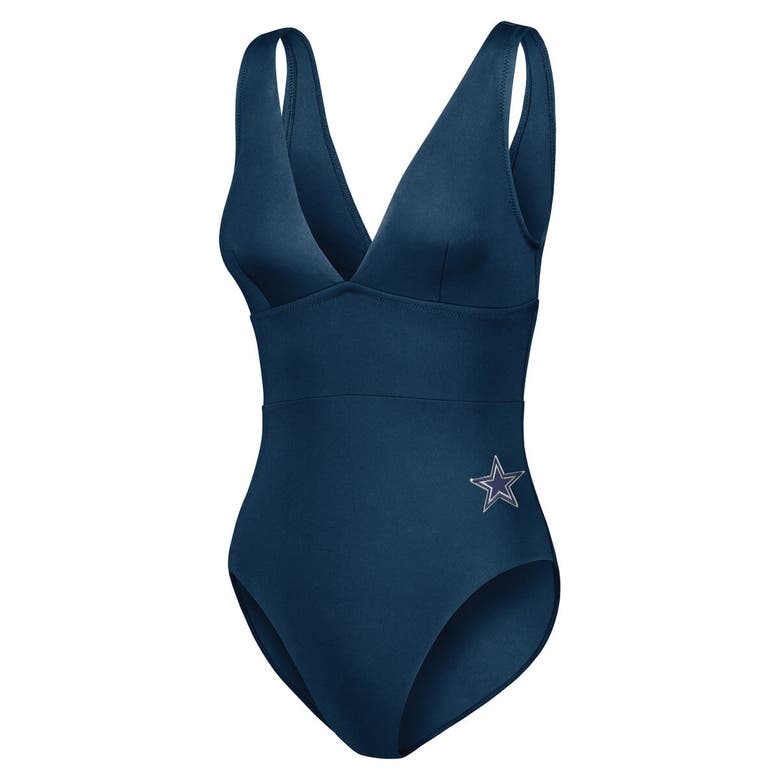 Shop Tommy Bahama Navy Dallas Cowboys Palm Modern V-neck One-piece Swimsuit