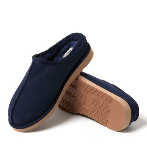 Dearfoams Fireside By Men's Grafton Genuine Shearling Clog In Navy