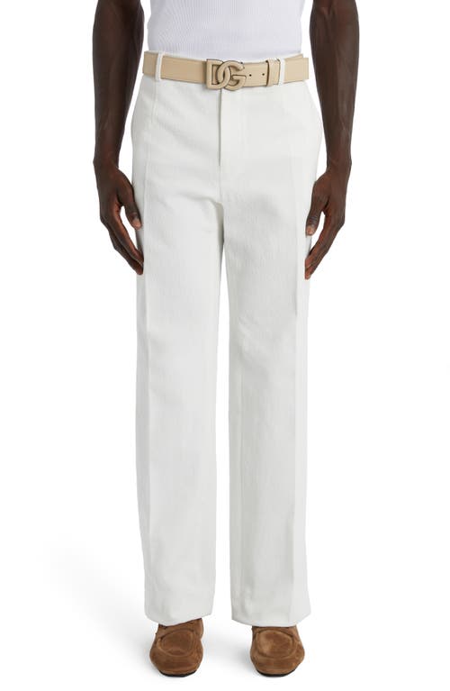 Dolce & Gabbana Crinkle Texture Stretch Cotton Blend Pants Bianco Ottico at Nordstrom, Us
