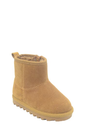 Bearpaw Kids' Bootie With Faux Fur Lining In Chestnut