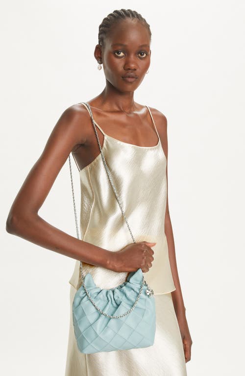 Tory Burch Mini Fleming Quilted Leather Hobo Bag In Mist
