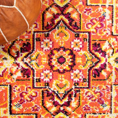 Jonathan Y Brooklyn Geometric Medallion Area Rug In Orange/blue
