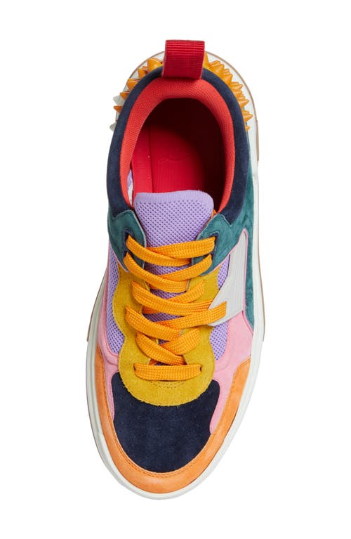 Shop Christian Louboutin Astroloubi Mixed Media Low Top Sneaker In 5631 Multi Foam/navy