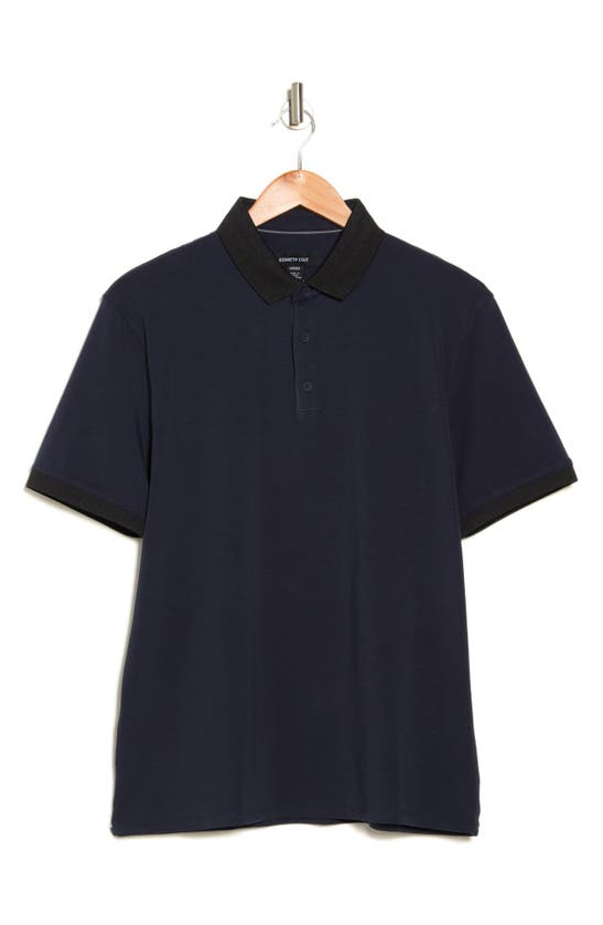 Shop Kenneth Cole Contrast Collar Stretch Cotton Polo In Navy