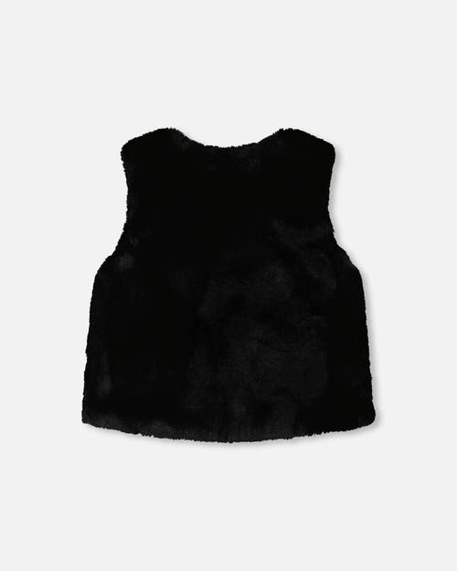 Shop Deux Par Deux Girl's Faux Fur Vest Black In Anthracite