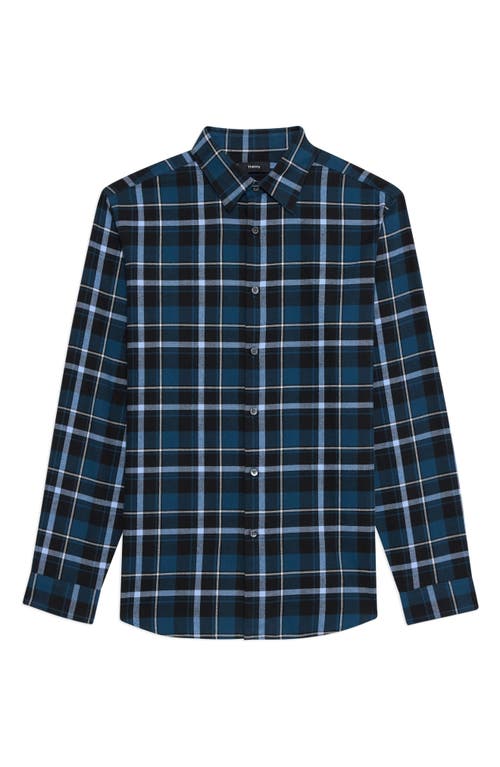 Theory Irving Shirt In Plaid Twill Flannel In Blueberry Multi - Rtp