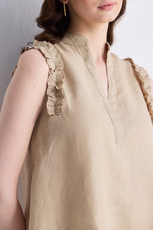 Shop Reistor Sleeveless Hemp Top With Ruffles In Neutral Beige