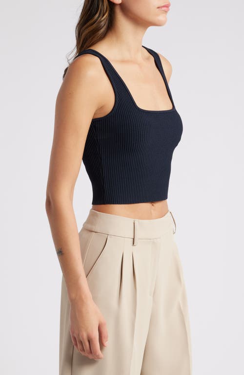 Shop & Other Stories Square Neck Rib Crop Sweater Tank In Navy