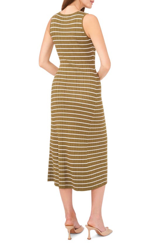 Shop Halogen Stripe Knit Tank Dress In Olive Drab