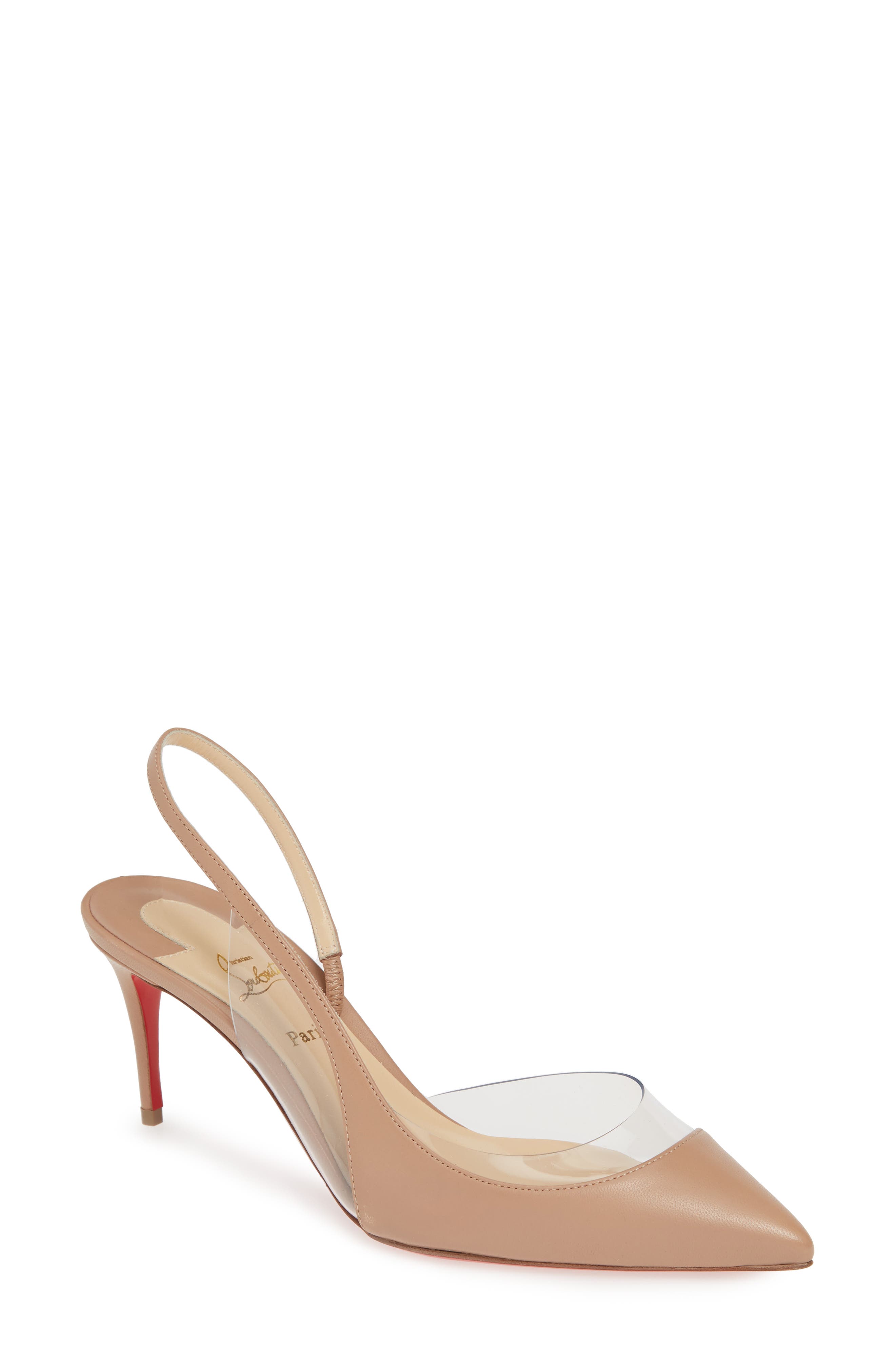 Christian Louboutin Optisexy Clear Slingback Pump, Beige