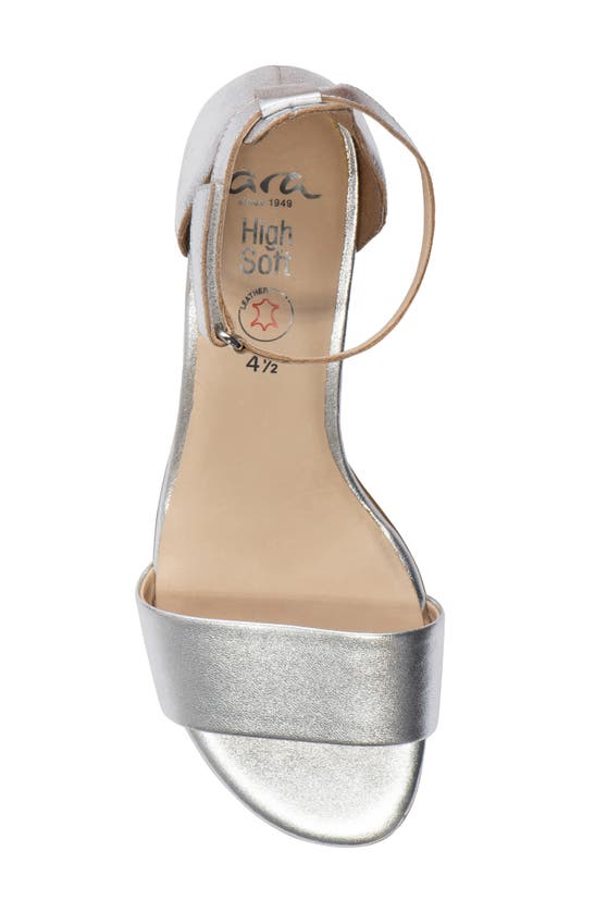 Ara Pauline Block Heel Sandal In Silver Metallic Calf
