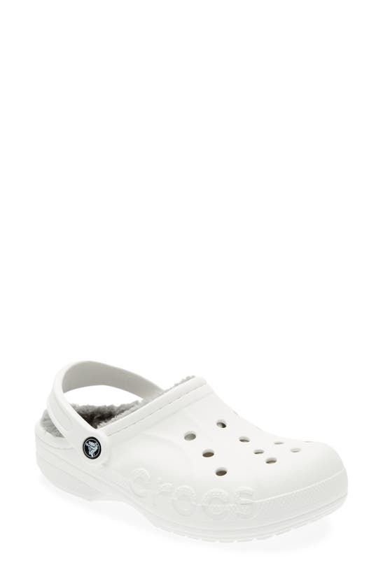 Crocs ™ Baya Faux Fur Lined Clog In White/light Grey