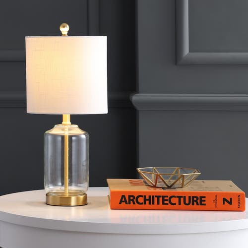 Jonathan Y Duncan Glass/metal Led Table Lamp In Clear/brass Gold