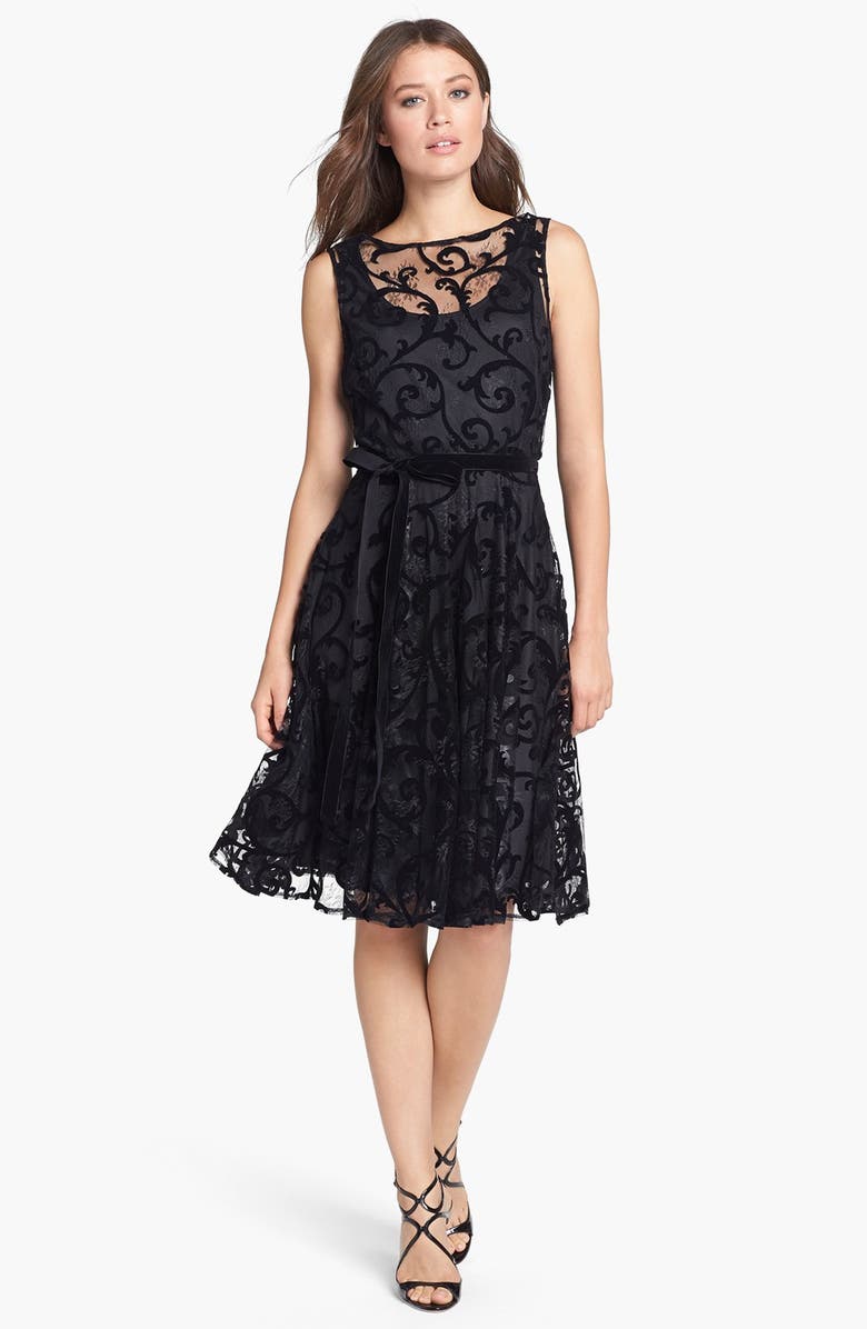 Isaac Mizrahi New York Lace Burnout Fit & Flare Dress (Petite) | Nordstrom