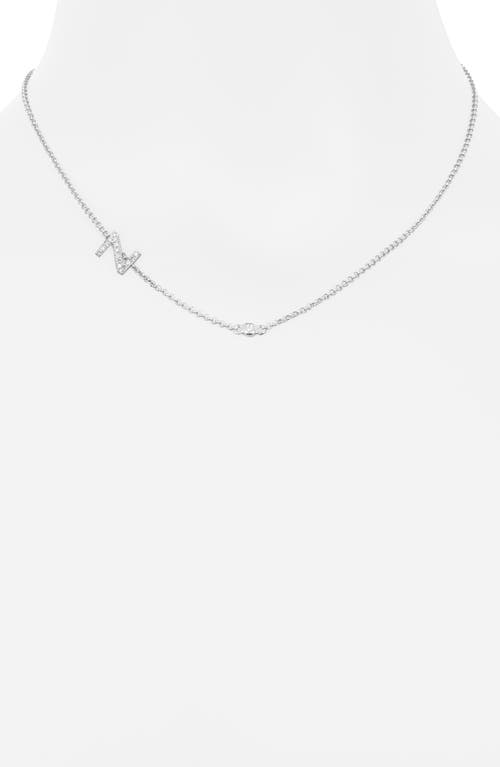 Meshmerise Bezel Diamond Initial Chain Necklace In White-z