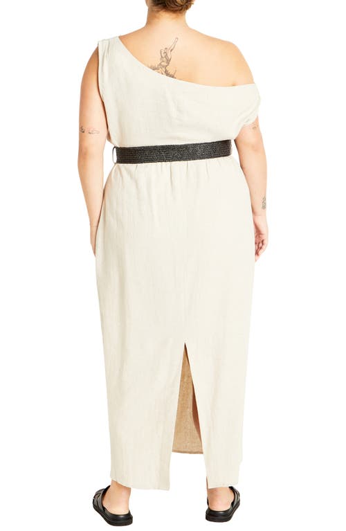 Shop City Chic Milly Asymmetric Neck Maxi Dress In Stone