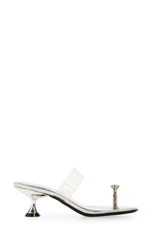 Shop Jeffrey Campbell Love-u Toe Loop Sandal In Silver Mirror Clear