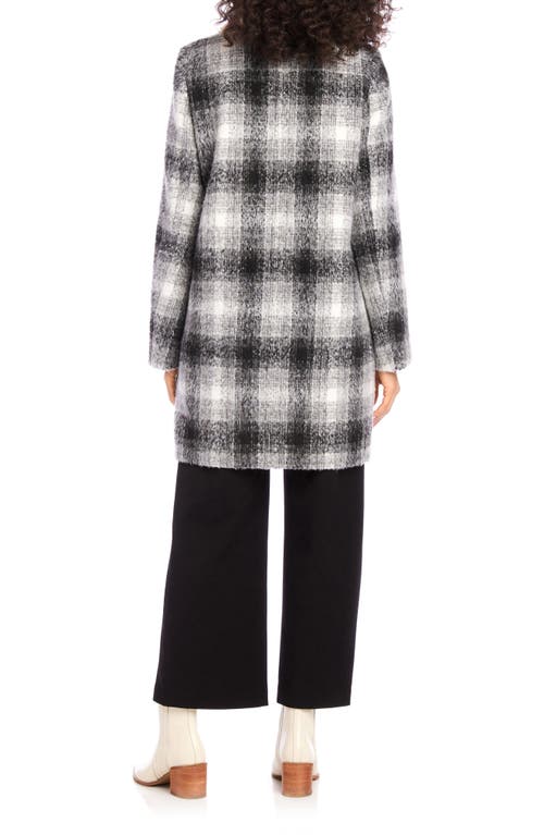 Karen Kane Faux Shearling Car Coat In Plaid