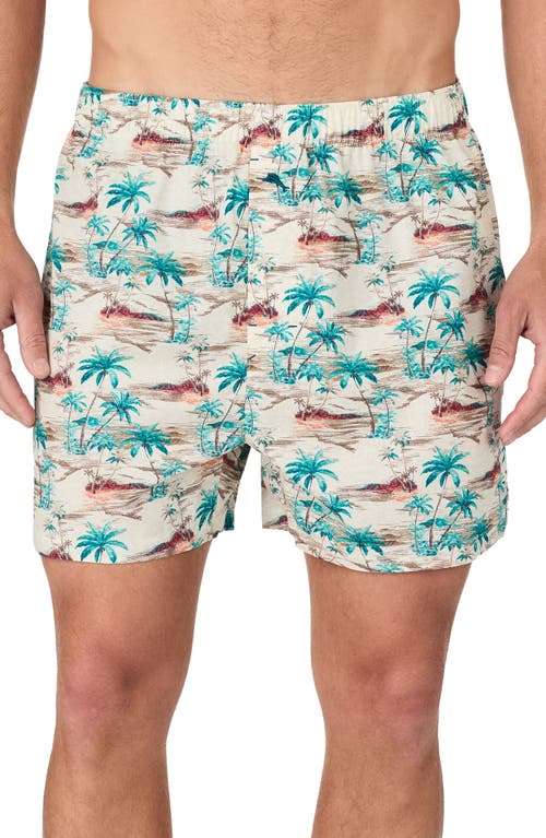 Shop Tommy Bahama Cotton Woven Pajama Boxers In Oatm/prt