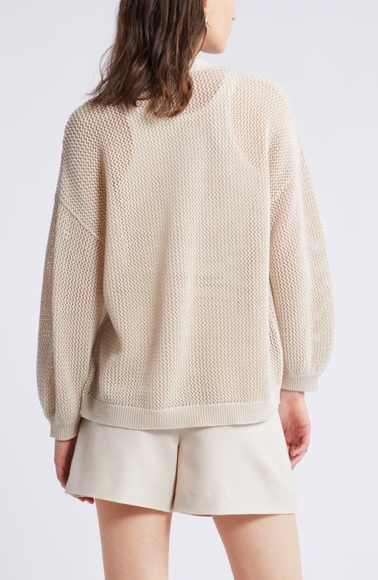 Shop Nordstrom Open Stitch Open Front Cotton Cardigan In Beige Beach