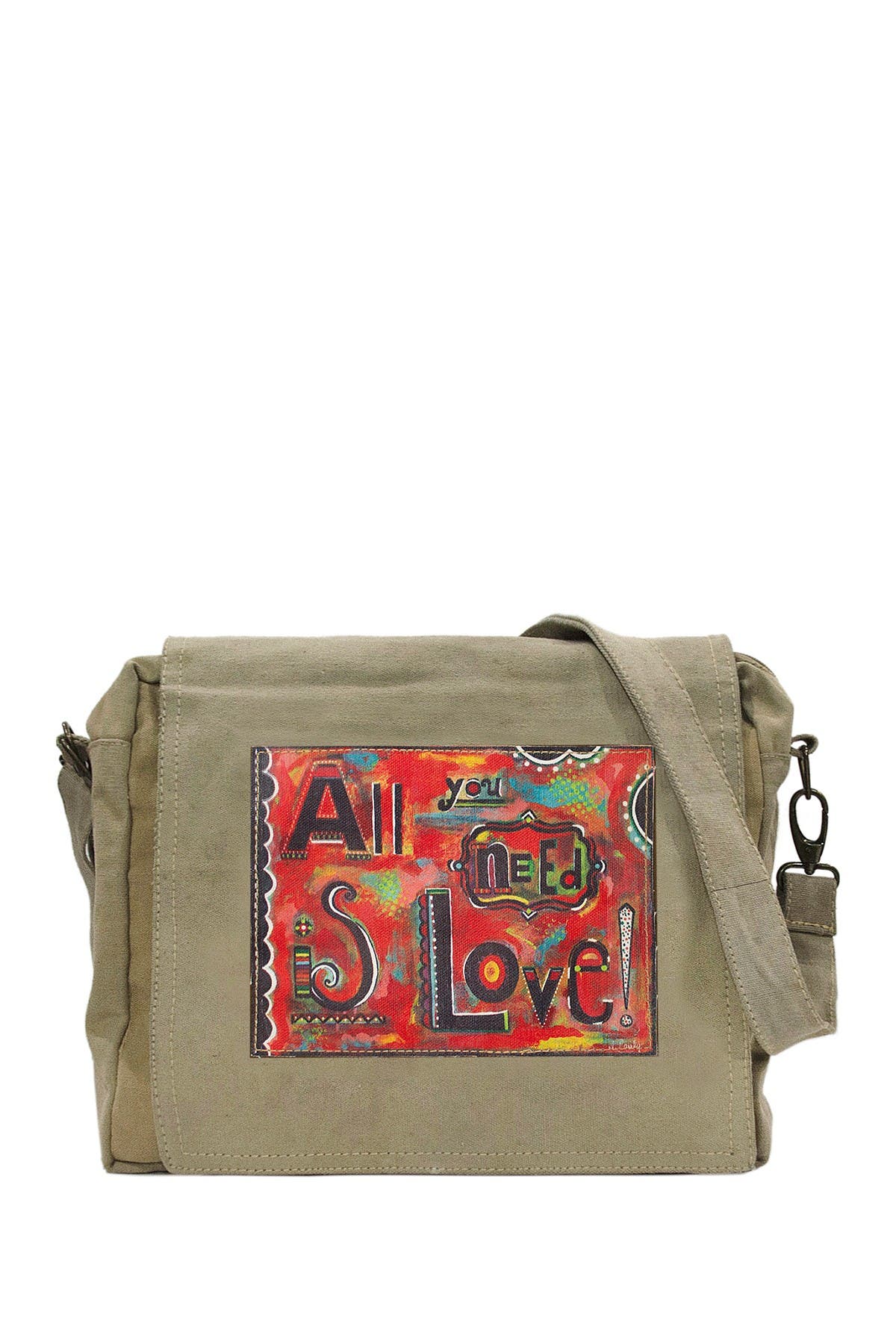 VINTAGE ADDICTION All You Need Is Love Recycled Military Tent Crossbody