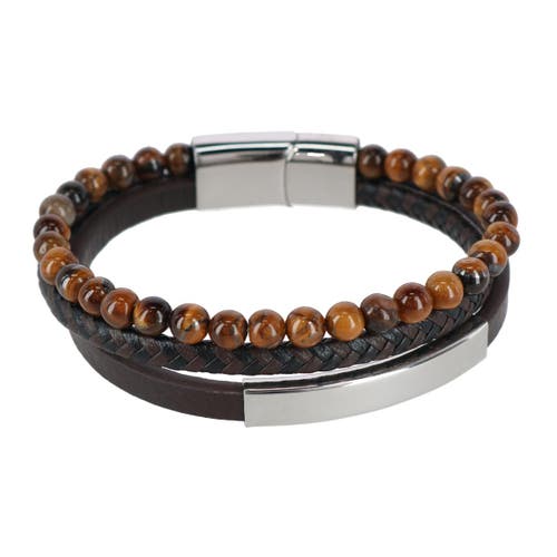 TRAFALGAR TRAFALGAR BEADED AND LEATHER 3 STRAND BRACELET 