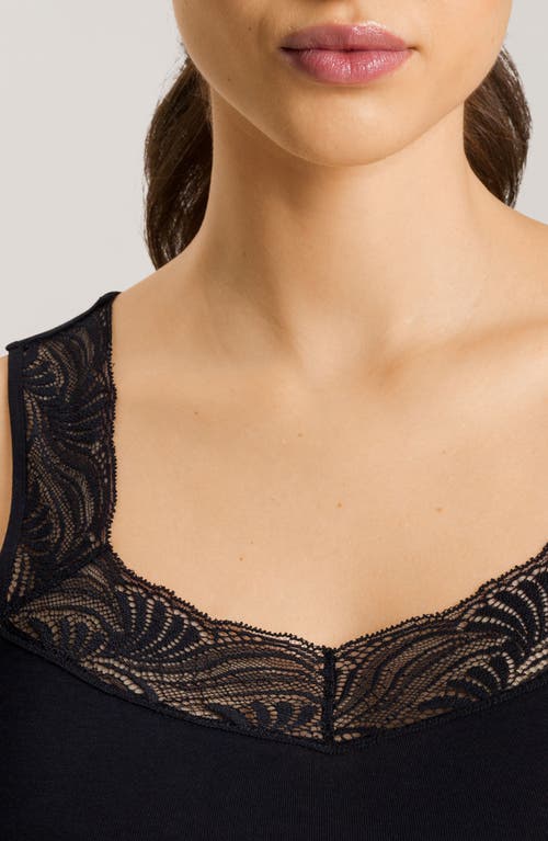 Shop Hanro Cotton Delight Lace Trim Tank Top In Black