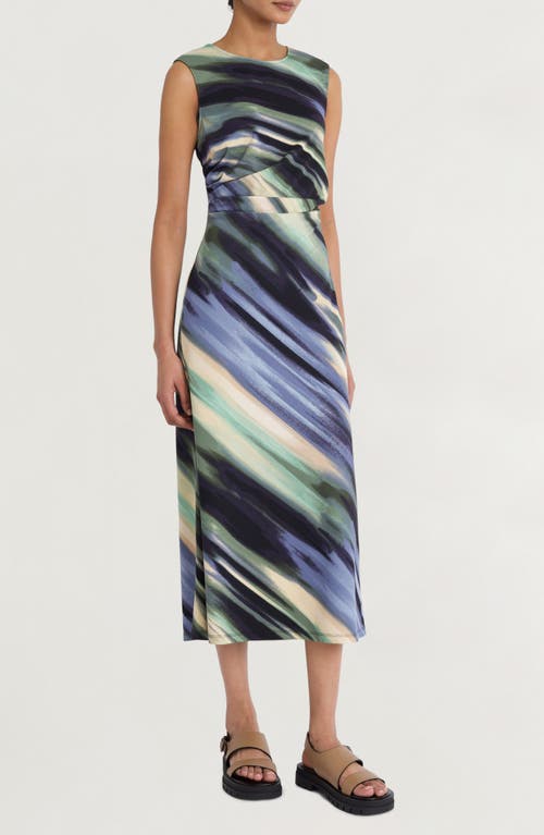 Shop Luxely Drape Stretch Dress In Cameo Green/dusk Blue