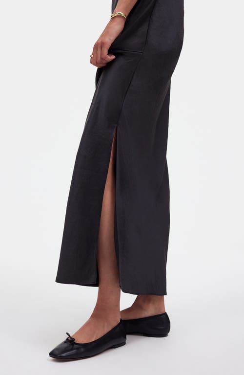 Shop Madewell Satin Maxi Slip Skirt In True Black