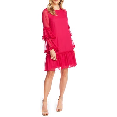Cece Ruffle Chiffon Shift Dress, Pink