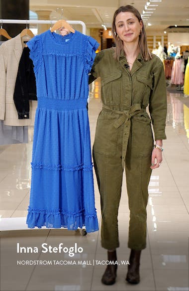 CeCe Clip Dot Flutter Sleeve Midi Dress Nordstrom