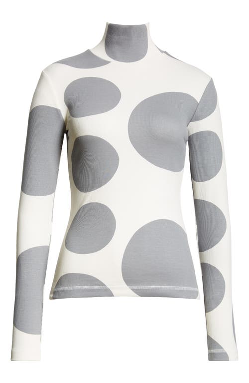 Shop Marimekko Lumia Klaava Cotton Rib Turtleneck In Off White Grey