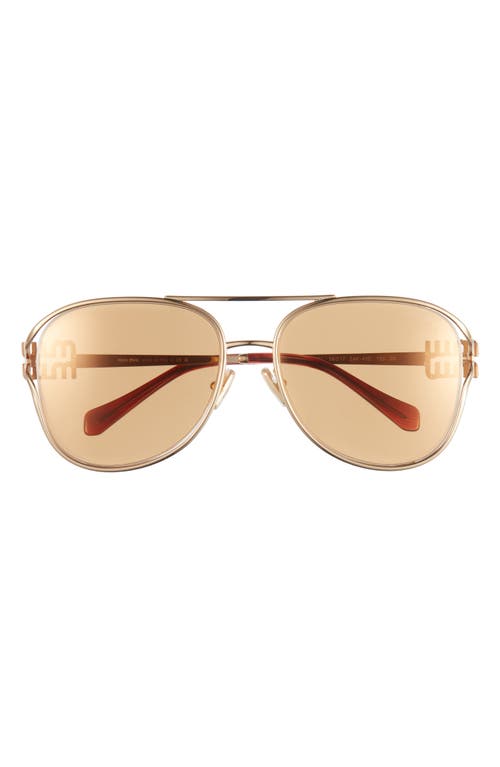 58mm Pilot Sunglasses in Gold
