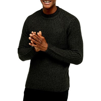 Topman Chunky Crewneck Sweater, Green